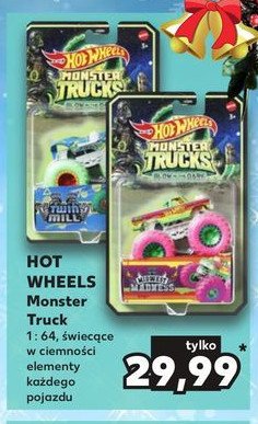 Pojazd monster truck 1:64 艣wiec膮cy w ciemno艣ci Hot wheels promocja