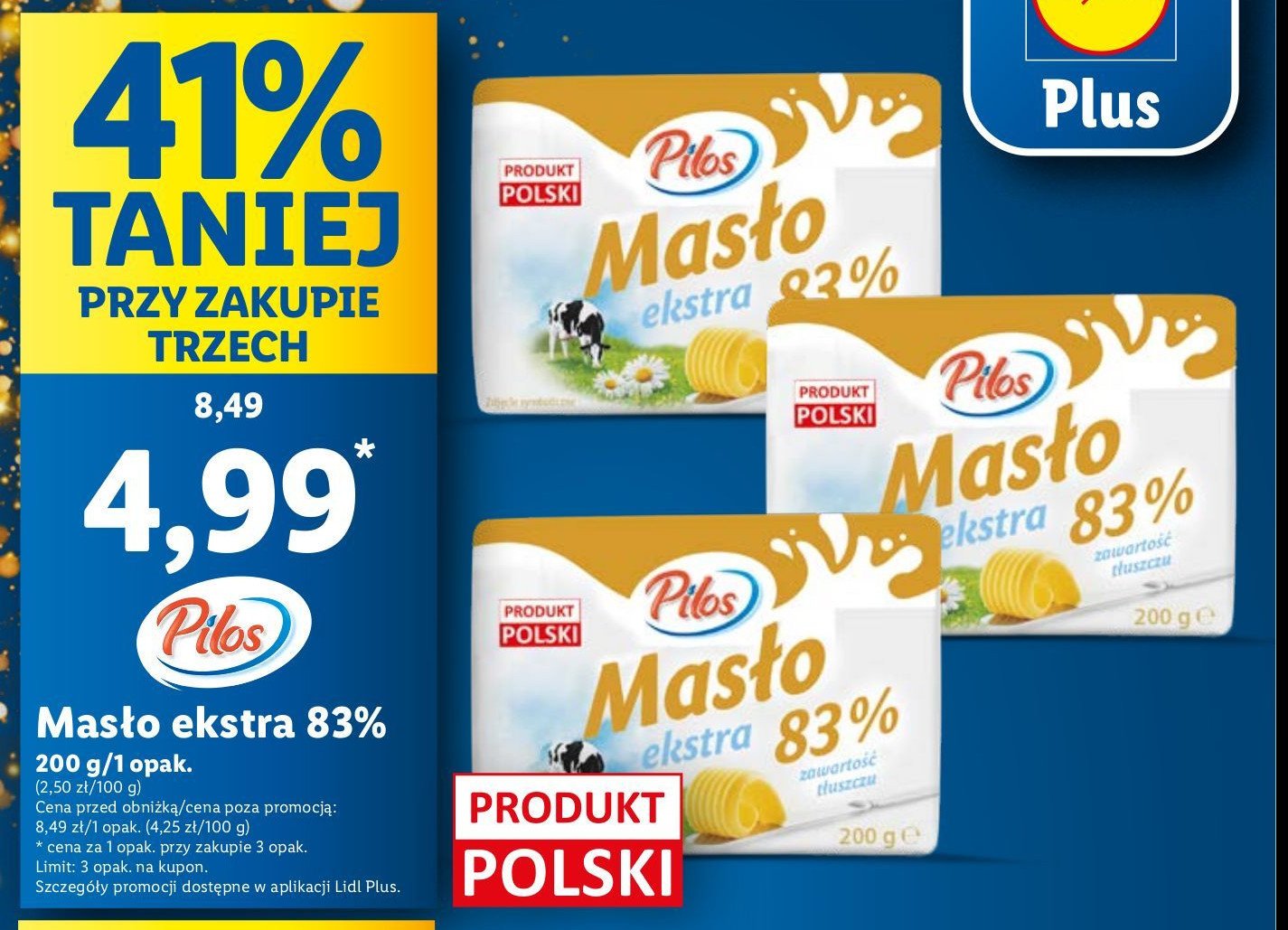 Masło ekstra 83 % Pilos promocja