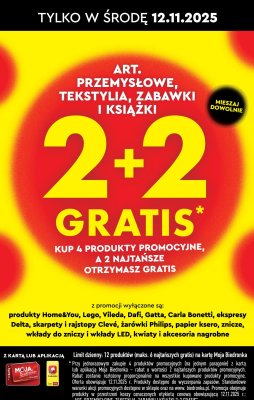 Artykuły przemysłowe, tekstylia, zabawki i książki 2+2 gratis promocja w Biedronka