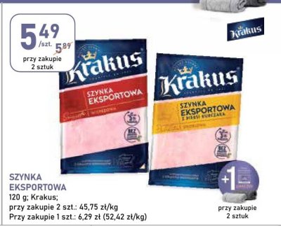 Szynka eksportowa Krakus 120g różne rodzaje promocja w Stokrotka