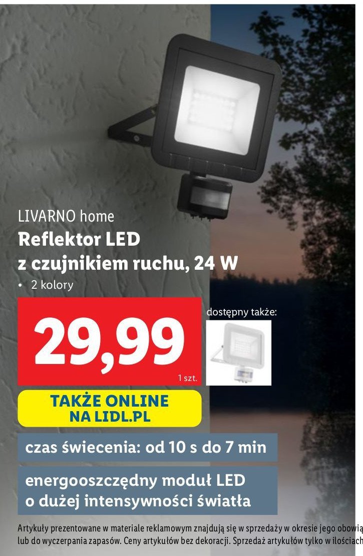 Reflektor led z czujnikiem ruchu 24w Livarnolux promocja w Lidl
