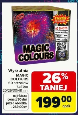 Wyrzutnia MAGIC COLOURS 60 strzałów kaliber 20/25/30/48 mm promocja w Carrefour
