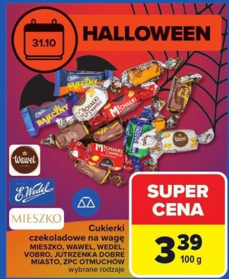 Cukierki czekoladowe na wagę Mieszko, Wawel, Wedel, Vobro, Jutrzenka Dobre Miasto, ZPC Otmuchów wybrane rodzaje promocja w Carrefour
