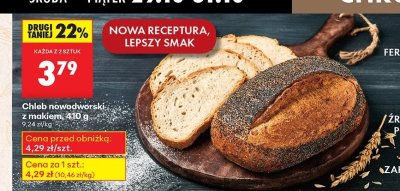 Chleb nowodworski z makiem promocja w Biedronka
