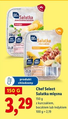 Sałatka Chef Select Sałatka mięsna z kurczakiem, boczkiem lub indykiem promocja w Lidl