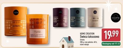 Świeca luksusowa HOME CREATION promocja w Aldi
