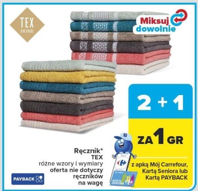 Ręcznik TEX różne wzory i wymiary promocja w Carrefour