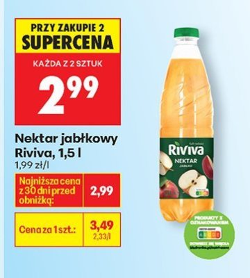 Nektar jabłkowy Riviva 1,5l promocja w Biedronka
