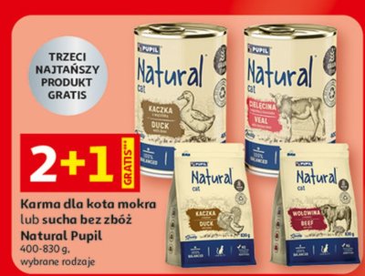 Karma dla kota mokra lub sucha bez zbóż Natural Pupil 400-830 g, wybrane rodzaje promocja w Auchan