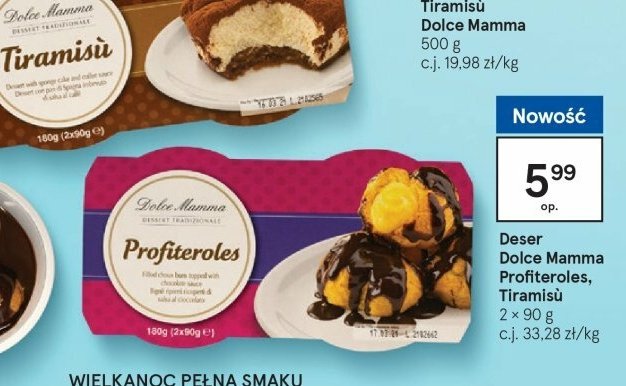 Profiteroles Dolce mamma Solo italia promocja