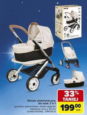 Wózek wielofunkcyjny dla lalek 3 w 1 gondola, spacerówka, wózek głęboki promocja w Carrefour