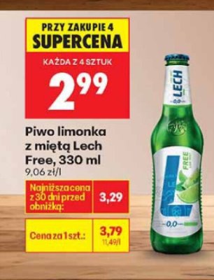 Piwo limonka z miętą Lech Free 330ml promocja w Biedronka