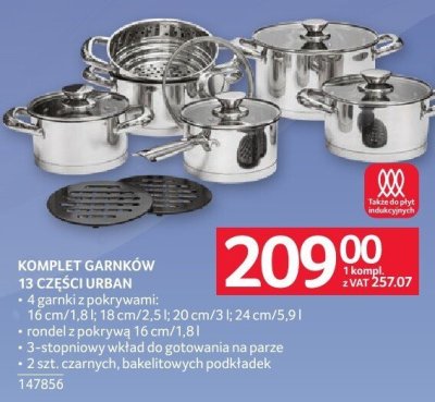 Komplet garnków 13 części URBAN promocja w Selgros