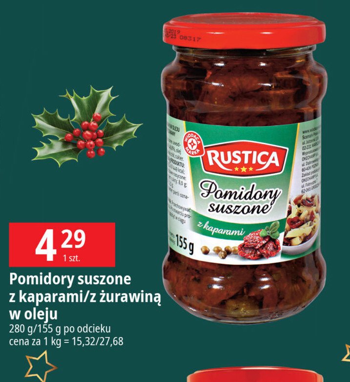 Pomidory suszone w oleju z kaparami Wiodąca marka rustica promocja