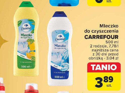 Mleczko do czyszczenia fresh Carrefour essential promocja w Carrefour Market