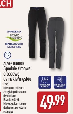 Spodnie zimowe crossowe damskie/męskie ADVENTURIDGE promocja w Aldi