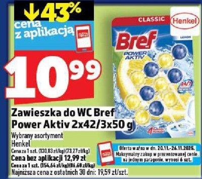 Zawieszka do WC Bref Power Aktiv 2x42/3x50g promocja w TOPAZ