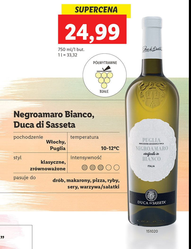 Wino DUCA DI SASSETA NEGROAMARO BIANCO promocja