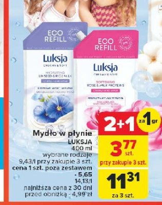Mydło w płynie linen & rice milk zapas Luksja creamy & soft promocja