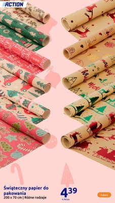 Świąteczny papier do pakowania 200 x 70 cm różne rodzaje promocja w Action