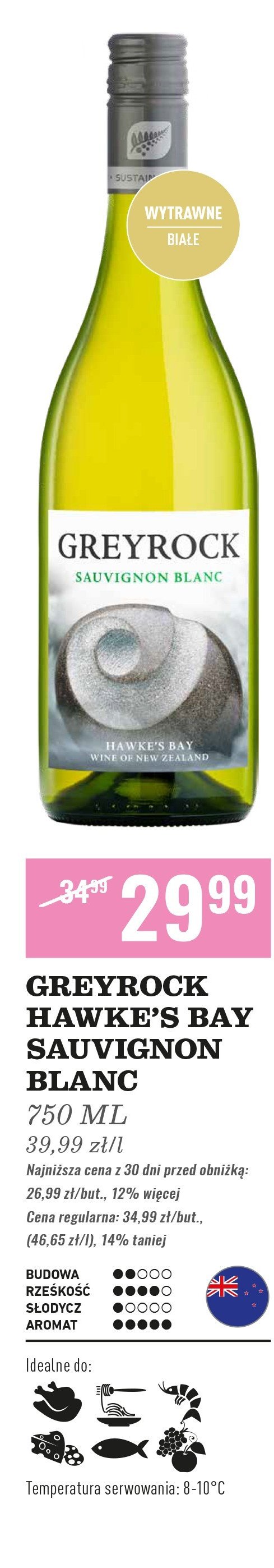 Wino GREYROCK HAWKE'S BAY SAUVIGNON BLANC promocja