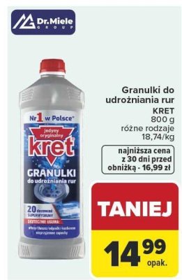 Granulki do udrożniania rur KRET promocja w Carrefour