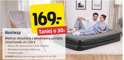 Materac dmuchany z wbudowaną pompką Bestway 203x152x46 cm 230 V promocja w Jula