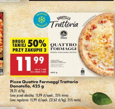 Pizza quattro formaggi Donatello pizza promocja