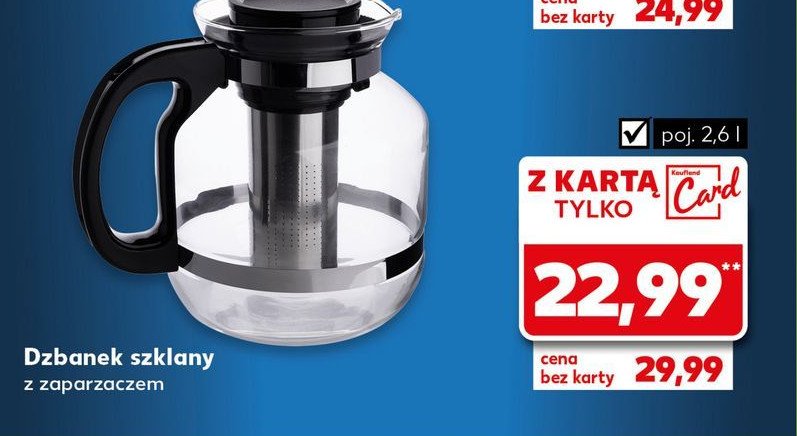 Dzbanek szklany z zaparzaczem 2.6 l promocja