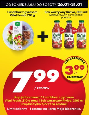 Zestaw: Lunchbox z gyrosem Vital Fresh + Sok warzywny Riviva  promocja w Biedronka