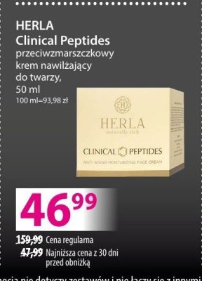 HERLA Clinical Peptides serum liftingowy krem nawilżający, 30 ml promocja w Hebe