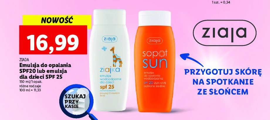 S艂oneczna emulsja wodoodporna dla dzieci spf 25+ Ziaja ziajka promocja