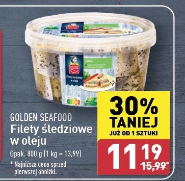 Filety śledziowe w oleju z cebulą Golden seafood promocja w Aldi