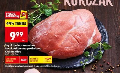 Szynka wieprzowa bez kości pakowana próżniowo  promocja w Biedronka
