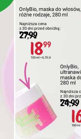 Maska do włosów Onlybio promocja w Rossmann