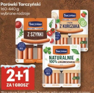 Parówki Tarczyński wybrane rodzaje promocja w Delikatesy Centrum