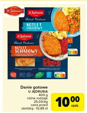 Kotlet schabowy z puree i buraczkami U jędrusia promocja