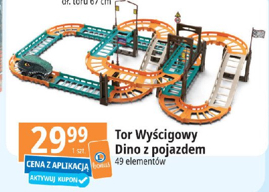 Tor wyścigowy dino z pojazdami 49 elementów promocja w Leclerc