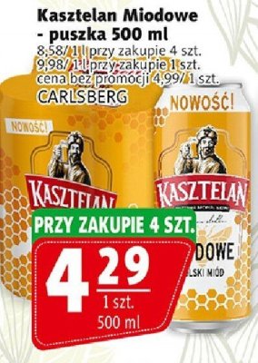 Piwo Kasztelan Miodowe - puszka 500 ml promocja w Prim Market