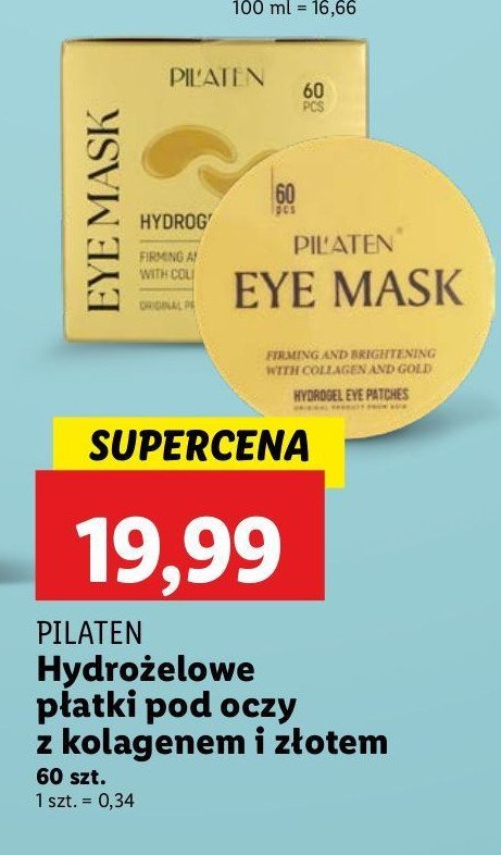 Płatki pod oczy z kolagenem i złotem Pilaten promocja