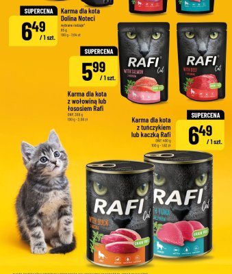 Karma dla kota Rafi z tuńczykiem lub kaczką promocja w POLOmarket