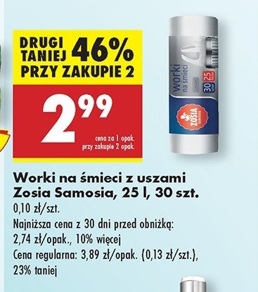 Worki na śmieci z uszami 25l Zosia samosia promocja w Biedronka