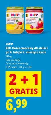 Deser owocowy dla dzieci po 4. lub po 5. miesiącu życia HiPP BIO promocja w Lidl