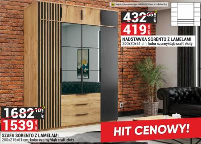 Nadstawka SORENTO Z LAMELAMI 200x30x61 cm, kolor czarny/dąb craft złoty promocja w Merkury Market