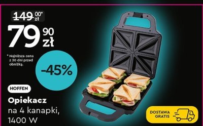 Opiekacz na 4 kanapki, 1400 W promocja w Biedronka