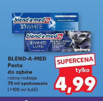 Pasta do zębów charcoal carbone Blend-a-med 3d white promocja w Kaufland