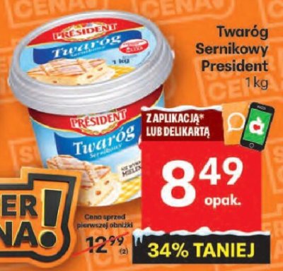 Twaróg Twaróg Sernikowy President promocja w Delikatesy Centrum