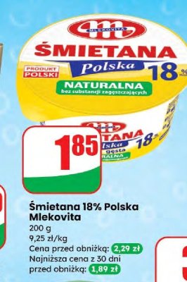 Śmietana 18% Polska Mlekovita promocja w Dino