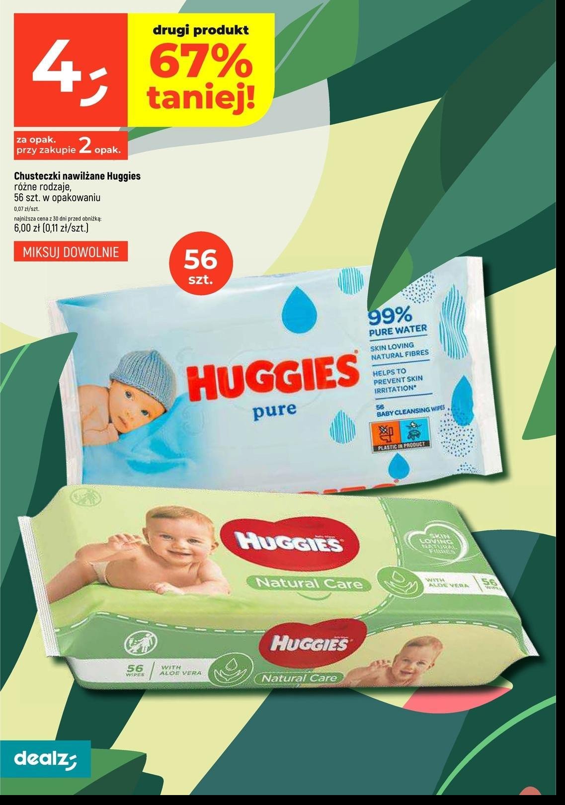 Chusteczki nawilżane Huggies natural care promocja w Dealz