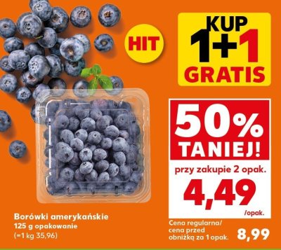 Borówki amerykańskie 125 g 1 + 1 gratis promocja w Kaufland